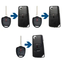 2/3 Buttons Remote Key Case Flip Folding Car Key Cover Black for Mitsubishi Lancer EX Evolution Grandis Outlander