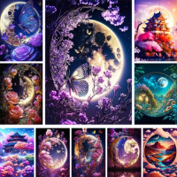 Fantasy Moon Night Flowers Paint By Number 20x30 Drawing Craft Kit For Adults Decoration Home Gift For Wife Free Shipping HOT