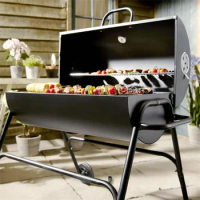 BBQ Grill Round Charcoal Stove Outdoor Bacon Portable 3 in 1 Barbecue Double Deck Smoker Oven Camping Picnic Cooking