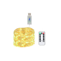 【E.C outdoor】USB銅線氣氛燈燈串LED-附遙控器 10米100燈(派對佈置 戶外 氣氛燈 銅線燈 庭園燈)