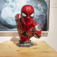 Hot 38cm Marvellron Armor Spider Man Handmade Hero Expedition Movie Surrounding Gk Modelstatue Bust Decoration Boys Kid Gift