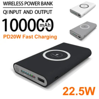 100000mAh Wireless Power Bank 22.5W Super Fast Charging PD20W Powerbank Portable Charger Type-c External Battery Pack for IPhone