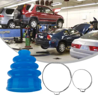 Blue Car Silicone CV Constant-Velocity Cover Universal Outer CV Joint Stretchy Flexi CV Boot Gaiter Clamp SET Aging Resistance