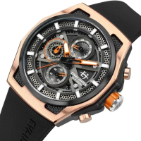 Original 100% Jam Tangan Pria EVANS JAYDEN 9585 Strap Rubber Kaca Sapphire Chronograph Aktif Water R