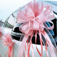 10/20Pcs White Wedding Car Ribbon Pull Bows Knot Gift Wrap Wedding Car Decor Birthday Party Supplies Chairs DIY Home Decoration