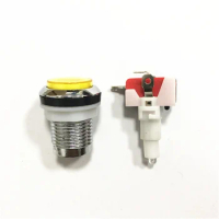 Arcade Game Machine Parts and Accessories Yellow Round Credits in out Button Redeem Key with Micro Switch Set