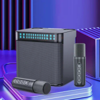 RGB Lights Wireless Speaker KTV Karaoke Machine Bluetooth-compatible 5.0 Mobile Karaoke Speaker for Outdoor Party Live Broadcast
