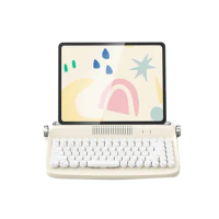 Bluetooth wireless typewriter keyboard universal fashion retro circular keyboard cover laptop tablet keyboard suitable for iPad