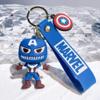 Cute Figure Captain America Hulk Silicone Pendant Keychain Trend Movie Funny Figure Toy Decoration Car Backpack Accessories Gift