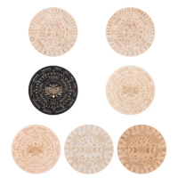 Black White Wooden Pendulum Board Stars Sun Moon for Divination Board Carven Altar Decoration Laser Cut Slice Wood Base Coasters