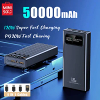 Miniso 50000mAh High Capacity Power Bank 4 in 1 120W Fast Charge Powerbank Portable Battery Charger For iPhone Samsung Huawei