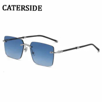 CATERSIDE Metal Frameless Sunglasses Man 2022 Fashion Square Cut Edge Sun Glasses Top Quality Summer Eyeglasses UV400 Protection