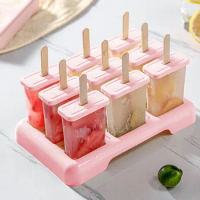 9 Holes Plastic Popsicle Mold Rack Ice Lolly Mold Kitchen Dining Bar Popsicle Maker Homemade Ice Cream Mold With Popsicle Holder