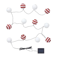 SOLVINDEN Led裝飾燈串/12個燈泡, 太陽能 戶外用/紅色 條紋