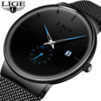 LIGE Quartz Watch Women For Men Watch Top Brand Luxury Unique Design Fashion Watches Unisex Ultra Thin Wrist Watch Para Hombre