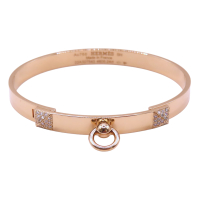 【二手名牌BRAND OFF】HERMES 愛馬仕 18K 玫瑰金 鑲鑽 CDC 手環