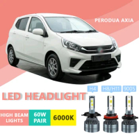 2PCS FOR PERODUA] Axia 6000k H4 H8 H11 9005 Super Bright Hi/Lo Beam Headlamp Lampu LED Headlight Bulb White Light
