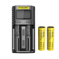 NITECORE UMS2 USB Dual-slot Intelligent Battery Charger + NITECORE 21700 Li-ion Rechargeable battery NL2150 5000mAh 3.6V 18Wh