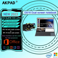 AKPAD I7 10Th Intel Core 10750H Dual Screen Laptop 16 Inch (14 Inch Touch Screen) Gaming Laptop Notebook Windows 10 11 Pro