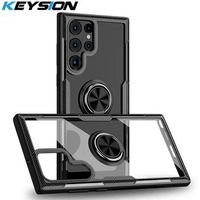 KEYSION Transparent Ring Case For Samsung S22 Ultra 5G S22+ S21 Plus S20 FE Shockproof Phone Cover for Galaxy Note 20 Ultra