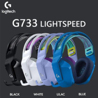 Logitech G733 LIGHTSPEED Wireless Lightweight Gaming Headset LIGHTSYNC RGB Blue VO!CE mic technology and PRO-G audio drivers