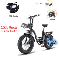 USA Stock Folding Electric Bicycle 500W 15Ah Women Lady Removable Battery 20"×4.0 Foldable City Beach Dirt ebike Fatbike