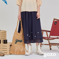 【gozo】質感透膚格紋傘裙(兩色)