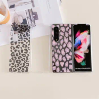 For Samsung Galaxy Z Fold 4 3 Case Leopard Print Painted Transparent Folding Shockproof PC Hard Back Cover For ZFold4 Fold3 Case