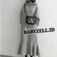 HOODIE LONG DRESS CASUAL LEFT RIGHT POCKET OPEN LEG FLARE BIGSIZE OVERSIZE ALLSIZE [S - 5XL]