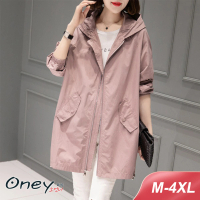 預購 ONEY 歐妮 ★簡約清透薄款防曬風衣外套4色(M4XL/風衣/連帽外套/長版外套/防曬/)