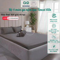 Ga giường lụa Tencel 60s, bộ drap lụa Tencel 4 món Venera G9 Bedding chiết xuất bột gỗ, mềm mịn