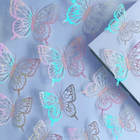 3D Hollow Butterfly Wall Stickers Laser Reflective Dot Multi-color Optional Home Cabinet Decoration Sticker Removable