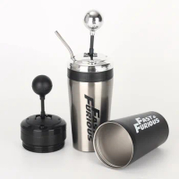 500ml Fast and Furious 9 Creative Gearshift Cup with Straw and Lid Rocker Shift Style Water Cup, Portable Gear Lever Cup