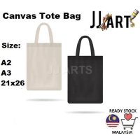 Canvas Tote Bag - Black / Natural - Size A2 / A3 / A4