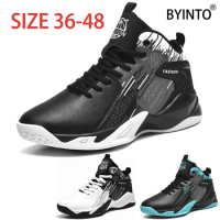 Big Size 36-48 High Top Men Basketball Shoes Waterproof Leather Sport Sneakers Squeaky Spike Women Boot Tenis Masculino Feminino