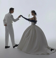 2022年影樓小拖尾復古婚紗攝影寫真旅拍照黑白吊帶裙森系露背禮服