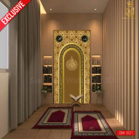 Exclusive!!! Sticker Mihrab / Stiker Dekorasi Dinding Musholla Rumah, Wallpaper Custom Tinggal Tempe