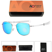 AO นักบินแว่นกันแดดผู้ชายวินเทจย้อนยุคการบินอาทิตย์แว่นตาอเมริกัน O Ptical แว่นตากล่องเดิมกรณี Gafas