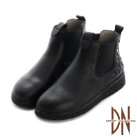 【DN】短靴_柔軟羊皮編織造型切爾西短靴(黑)