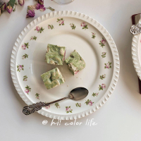 創意餐盤 韓國風ins玫瑰花盤子少女家專用早餐浮雕平盤花卉陶瓷盤減脂餐具