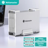 Yottamaster 1/2 Bay RAID Hard Drive Enclosure 2.5" 3.5" SATA SSD/HDD External Hard Disk Case Type C USB3.1 10Gbps HDD Box 2*16TB