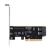PCIE 8X To 2 Port SFF8643 Double NVMe Ssd Pcie Adapters Converters Card Easy Installation Not Required Driver T84D