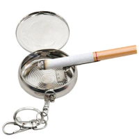 Creative Portable Ashtray Mini Car Cigarette Stainless Steel Ashtray with Key Chain Outdoor