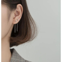 Chain Earrings, Simple Style, 925 Sterling Silver