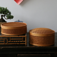 普洱茶盒 竹子收納盒 竹編小筐帶蓋 竹編工藝品 小籮筐竹編包裝盒