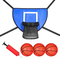 Mini Basketball Hoop for Trampoline with Enclosure Basketball Goal Game Sturdy Trampoline Accessory for All Ages for Kids Adults