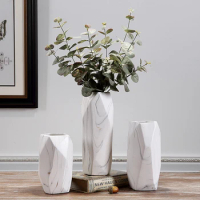 Nordic style Simple Marble Ceramic vase Home Decorations indoor Insert flower arrangement dining table geometric Accessories