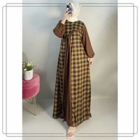 Gamis Wanita Najwa Resleting Depan Tali Samping COKLAT