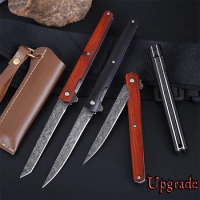 M390 Folding Knife Upgrade Damascus Pattern CS Go Fold Knives Camping Hunting Slicing Fruit Knife Outdoor EDC Tool With Holster