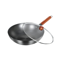 美的鐵鍋大炒鍋無涂層電磁爐專用燃氣煤氣灶鍋具炒菜鍋燃氣灶家用